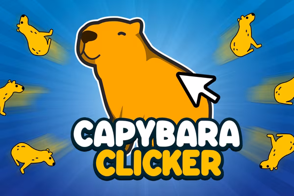 Cartoon capybara relaxing among golden coins